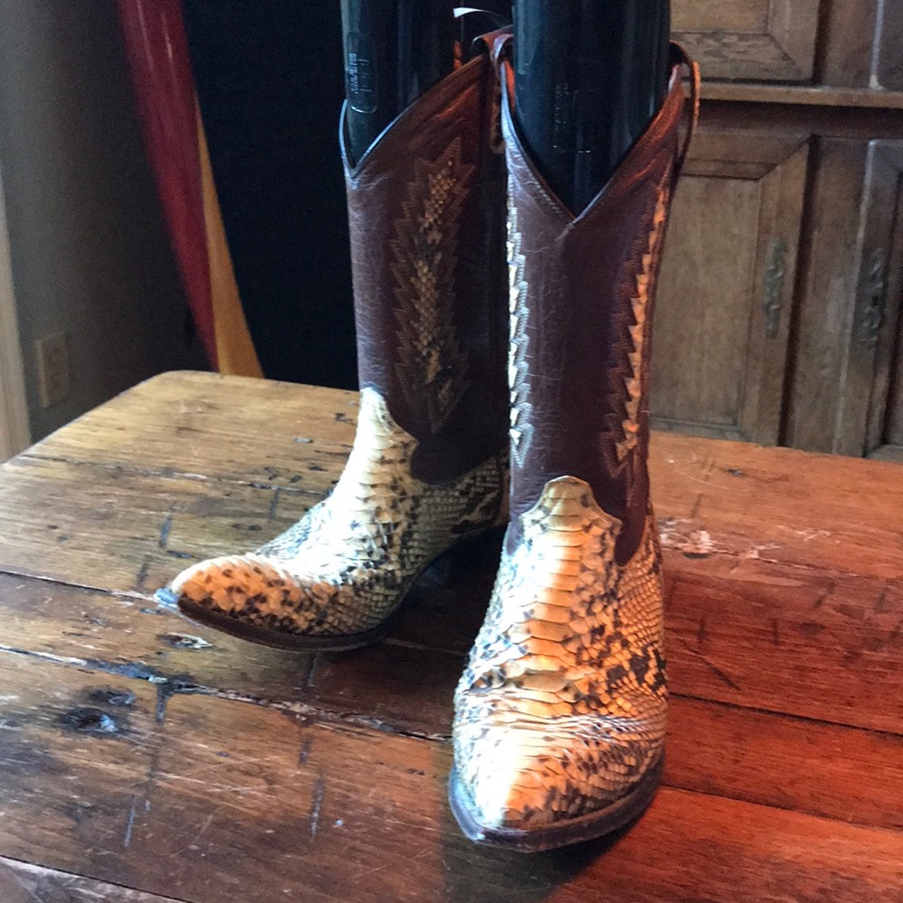 Vintage snakeskin cowboy boots.